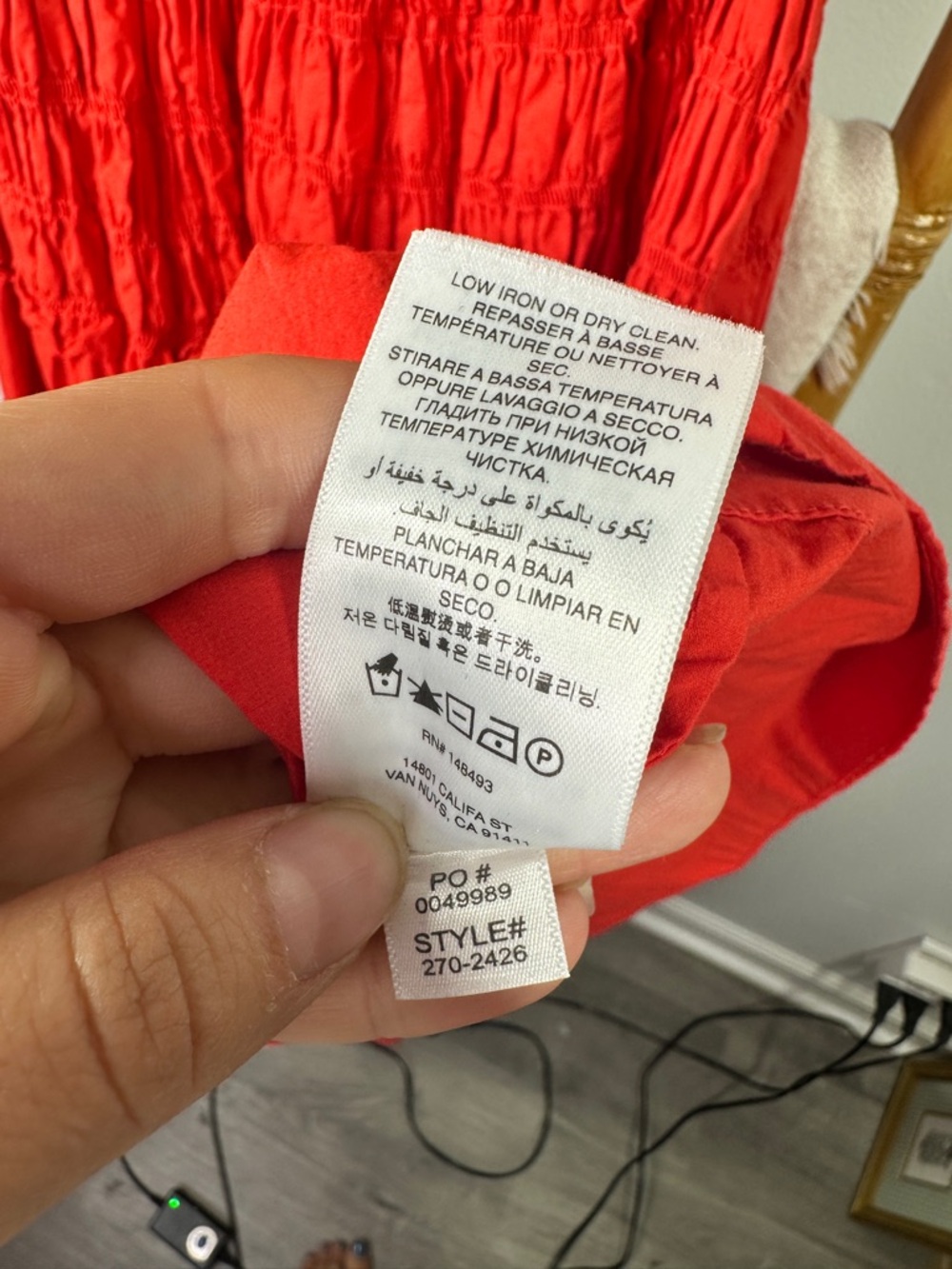 Doen Marianne Dress Red Orange Ruche Dress sz M *AS IS* - Picture 12 of 15